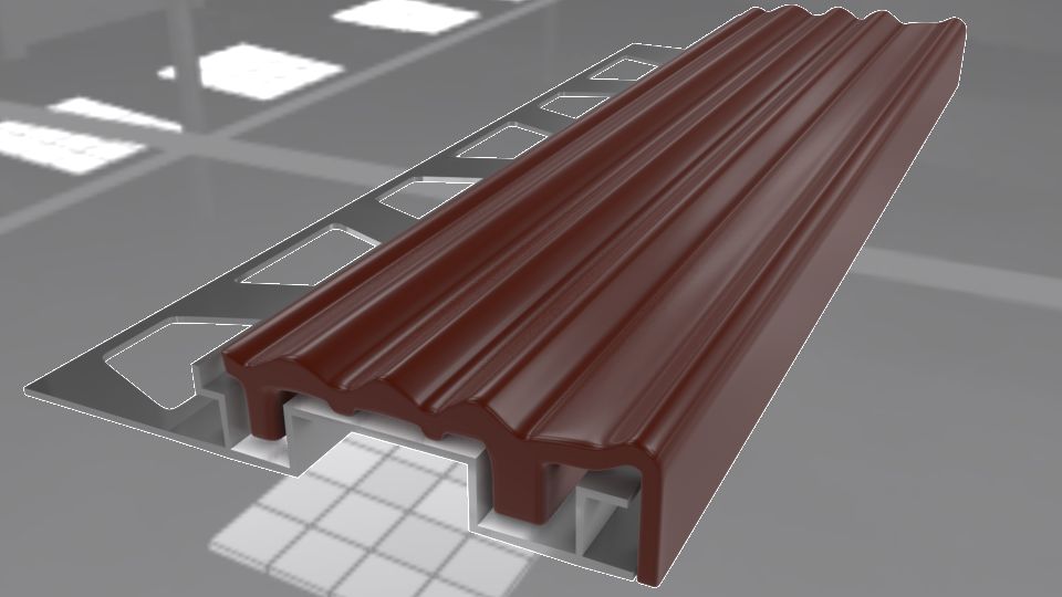 Kahve Lastikli Merdiven Basamak Profili ALM+PVC