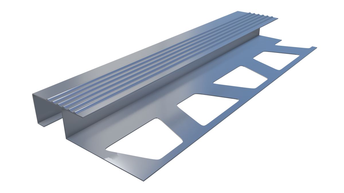 Glossy Double-Sided Aluminium Tile-In Stair Profile